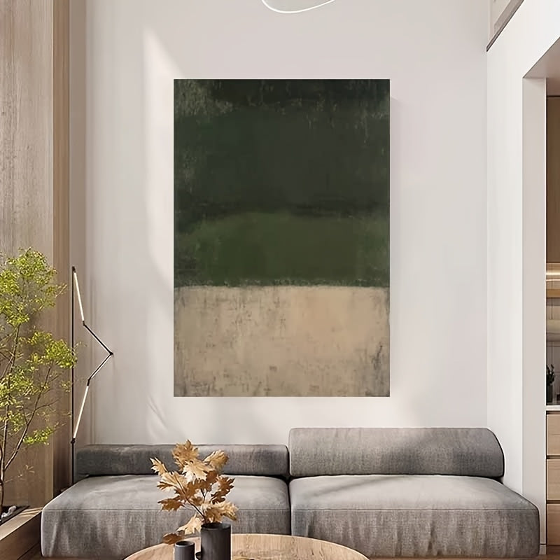 Hand-Painted Abstract Oil Painting on Canvas - Dark Green Brown Thick Textured Brushstrokes, Original Modern Wall Art for Living Room, Bedroom, Office Decor - Unframed Ready-to-Hang Mural, Painting Wall Decor, Bedroom Artwork, Minimalist Design