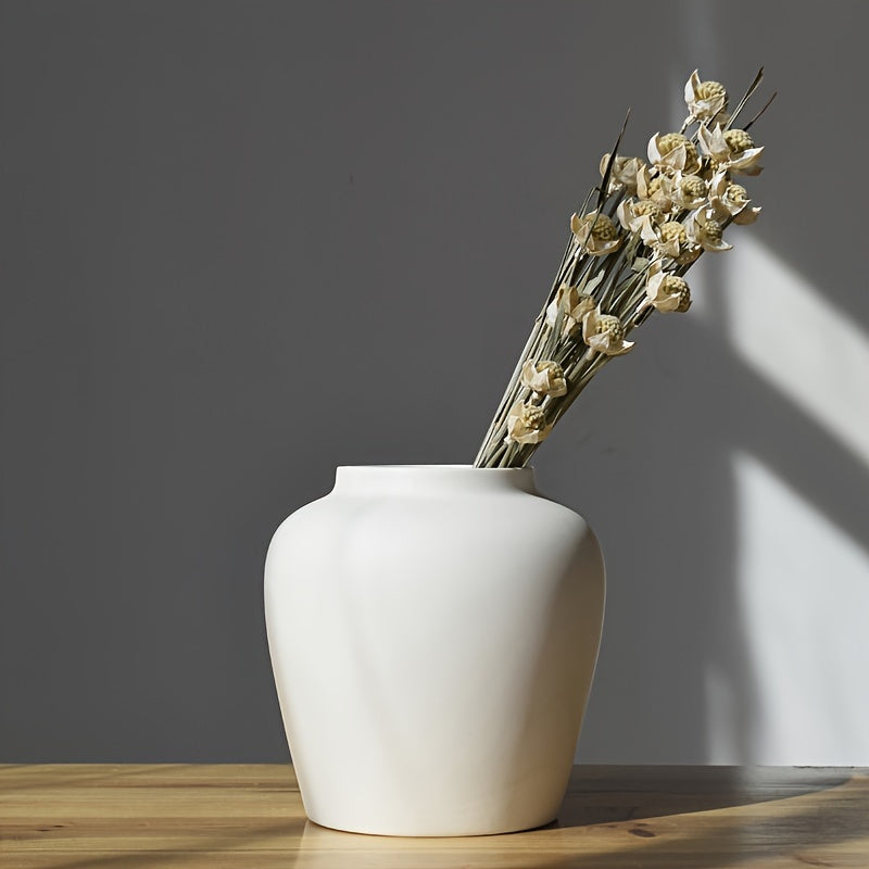 Modern Ceramic Bud Vases, Large Round Belly Flower Vase for Home Decor