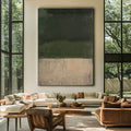 Hand-Painted Abstract Oil Painting on Canvas - Dark Green Brown Thick Textured Brushstrokes, Original Modern Wall Art for Living Room, Bedroom, Office Decor - Unframed Ready-to-Hang Mural, Painting Wall Decor, Bedroom Artwork, Minimalist Design
