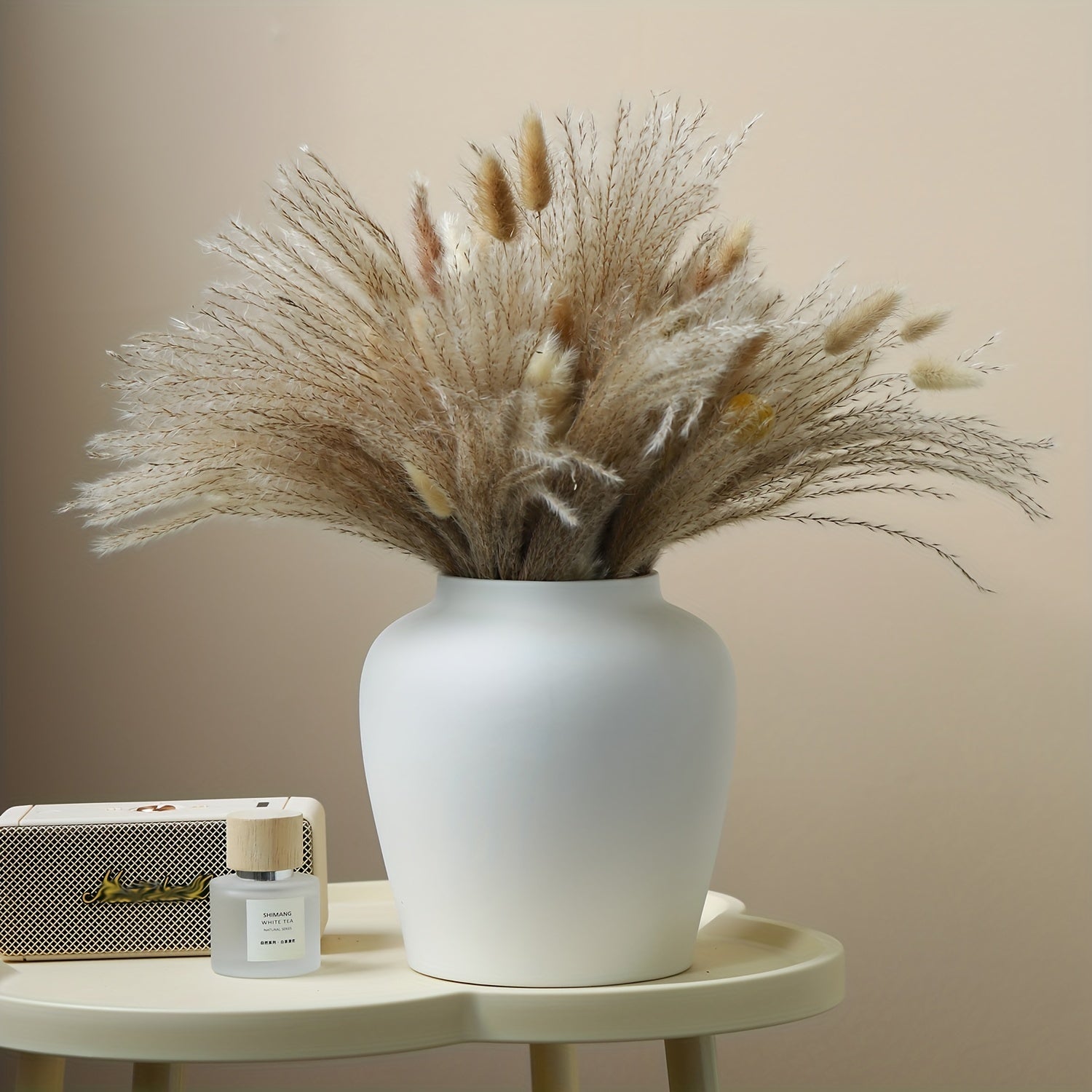Modern Ceramic Bud Vases, Large Round Belly Flower Vase for Home Decor