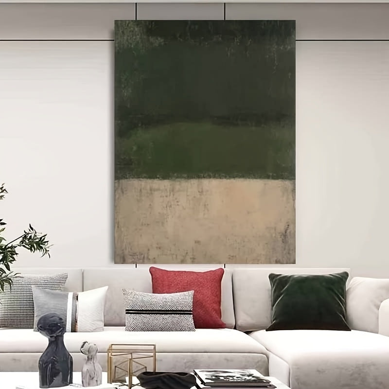 Hand-Painted Abstract Oil Painting on Canvas - Dark Green Brown Thick Textured Brushstrokes, Original Modern Wall Art for Living Room, Bedroom, Office Decor - Unframed Ready-to-Hang Mural, Painting Wall Decor, Bedroom Artwork, Minimalist Design