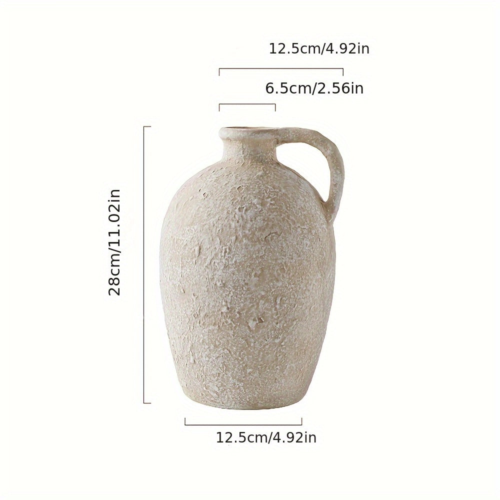 Ins Style Coarse Pottery Hand-painted Craft Living Room Kitchen Bedroom Floral Vase Ornament