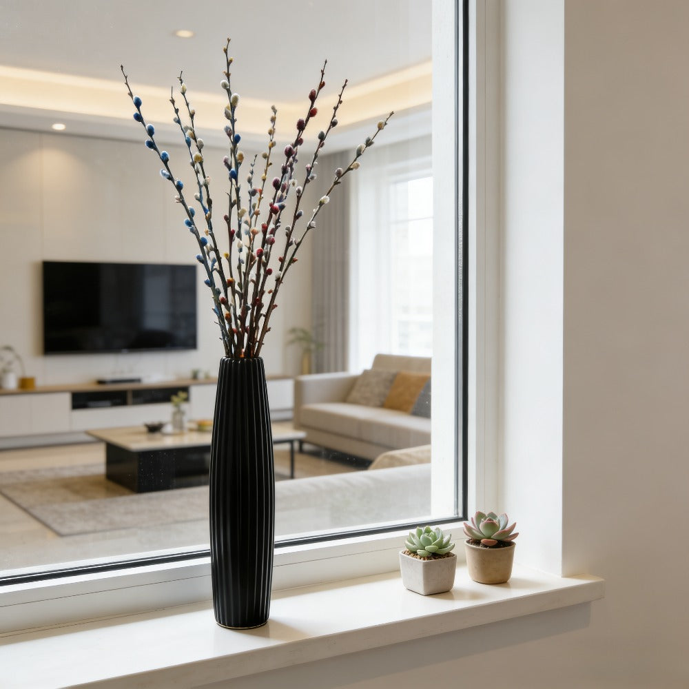 Modern Style Large Floor Vase, Dimensions 22.83 X 3.94 X 3.15 Inches, for Home Decor - Tall Stem Cylindrical, Durable Plastic Vase, Suitable for Hydroponic Floral Arrangements, Wedding Centerpieces, Dried\u002Fartificial Flowers (flowers Not Included)