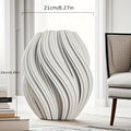 Creative 3D Printed Pleated Ceramic White Flower Vase, Designer Artistic Decorative Items, Model Room Living Room Vase Ornaments