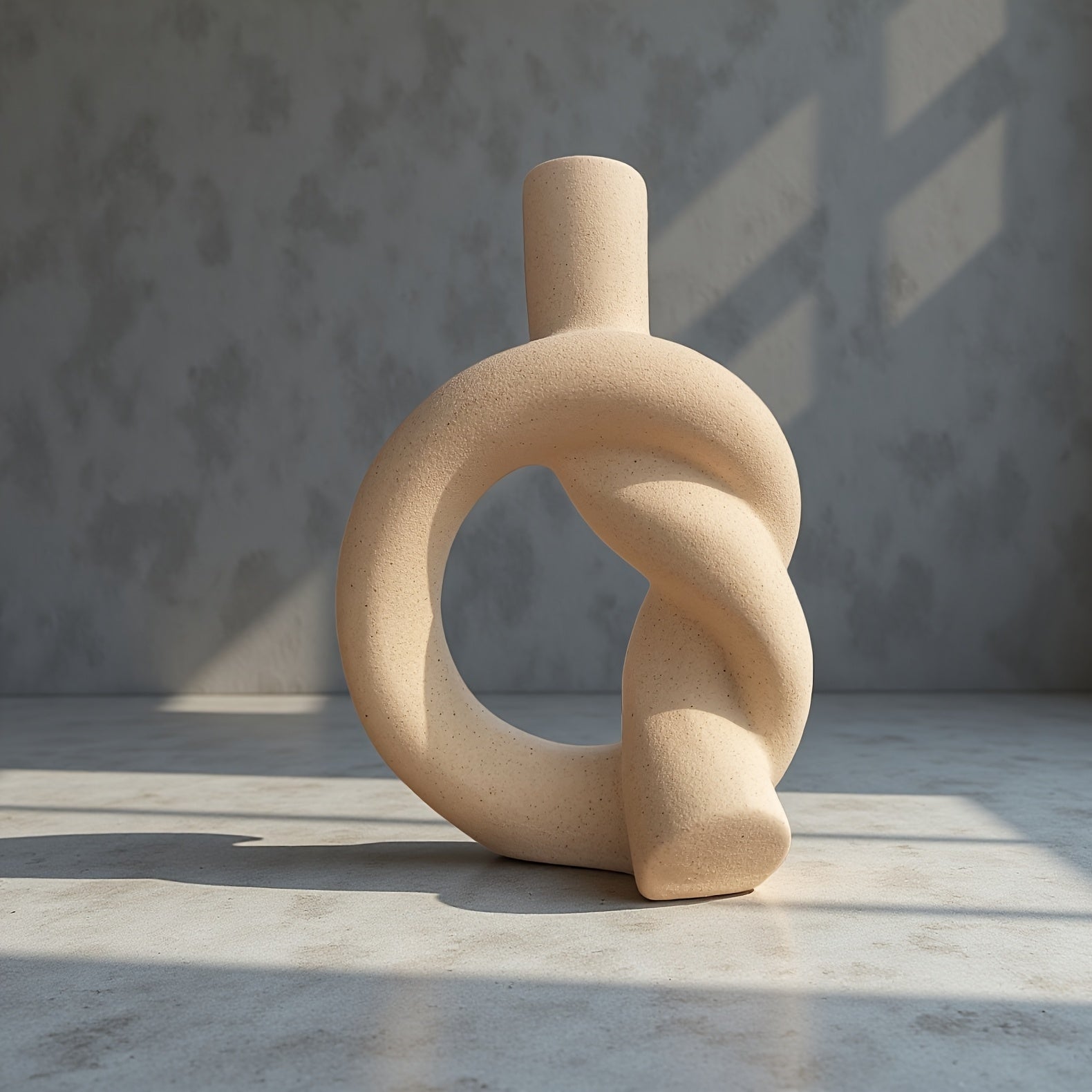 A Small-Sized Tabletop Vase with a Ceramic Matte End, Perfect for Home Decor, Decorative Vase, Candle Holder for Incense, in a Modern Minimalist Style, Featuring a Knot Design, Handcrafted