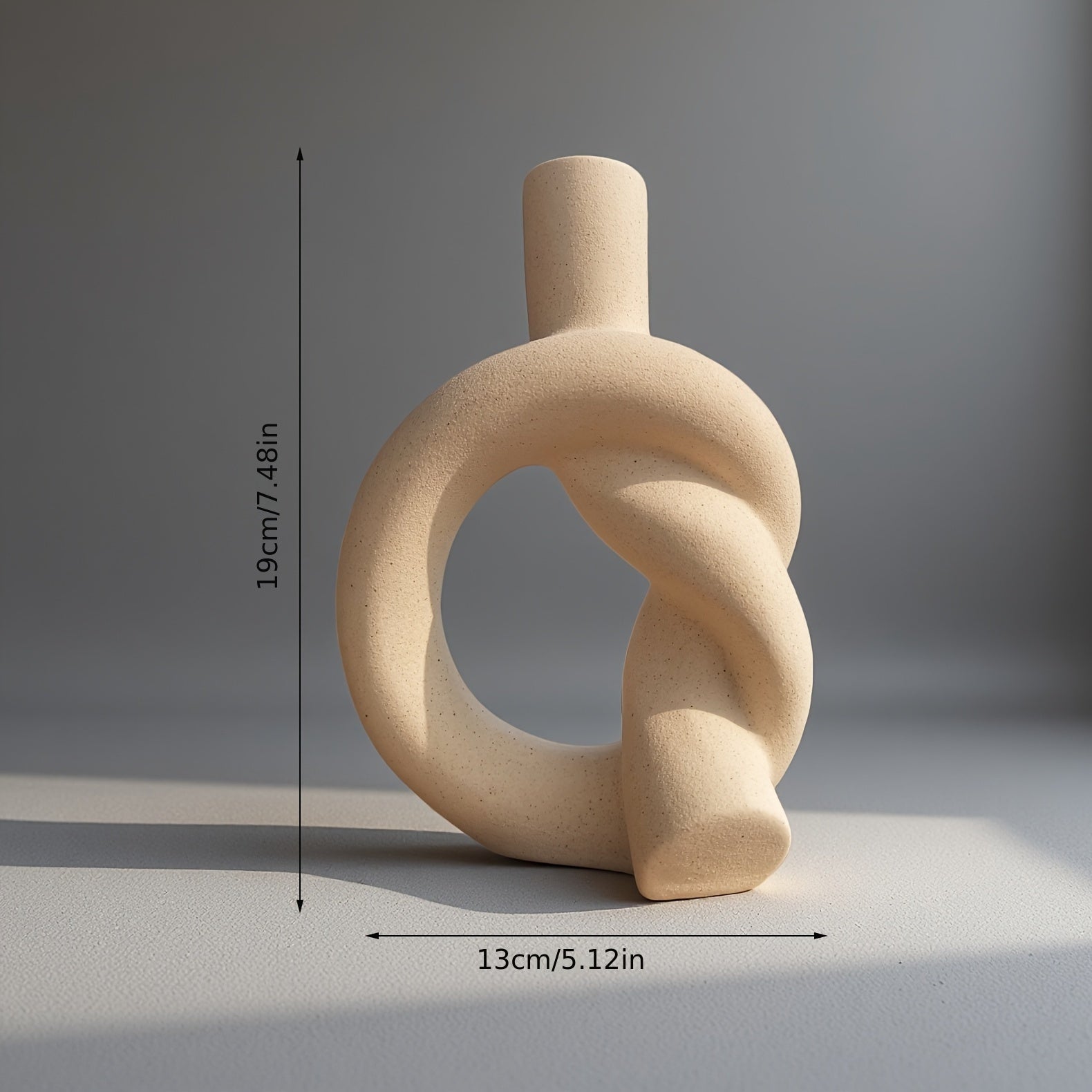A Small-Sized Tabletop Vase with a Ceramic Matte End, Perfect for Home Decor, Decorative Vase, Candle Holder for Incense, in a Modern Minimalist Style, Featuring a Knot Design, Handcrafted