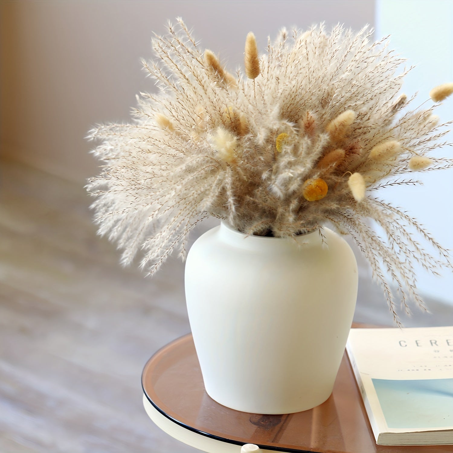 Modern Ceramic Bud Vases, Large Round Belly Flower Vase for Home Decor