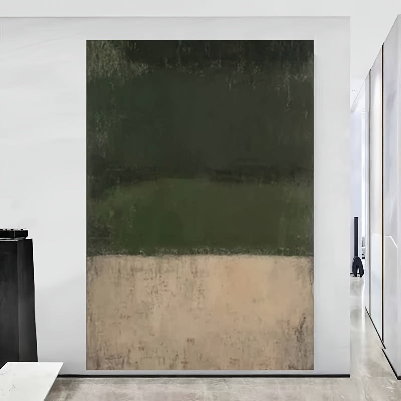Hand-Painted Abstract Oil Painting on Canvas - Dark Green Brown Thick Textured Brushstrokes, Original Modern Wall Art for Living Room, Bedroom, Office Decor - Unframed Ready-to-Hang Mural, Painting Wall Decor, Bedroom Artwork, Minimalist Design