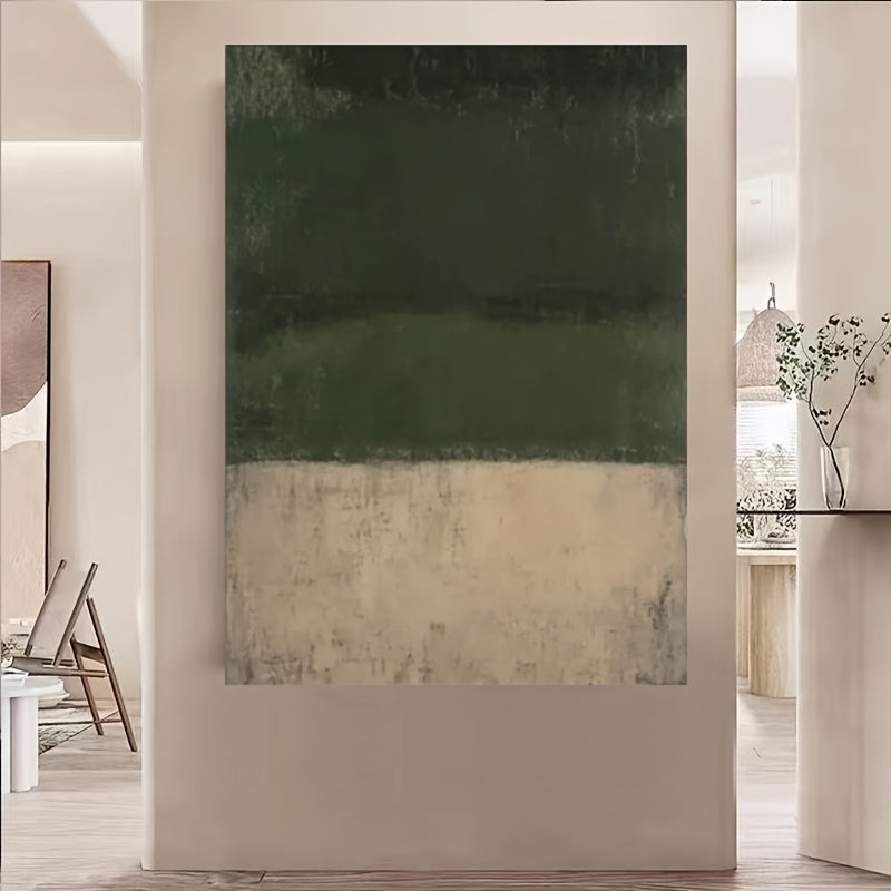 Hand-Painted Abstract Oil Painting on Canvas - Dark Green Brown Thick Textured Brushstrokes, Original Modern Wall Art for Living Room, Bedroom, Office Decor - Unframed Ready-to-Hang Mural, Painting Wall Decor, Bedroom Artwork, Minimalist Design