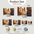 2D Flat 1pc Wooden Frame Watercolor Painting of a City Street with Medieval Buildings And Perfect for Enhancing Living Rooms, Bedrooms, And Hallways